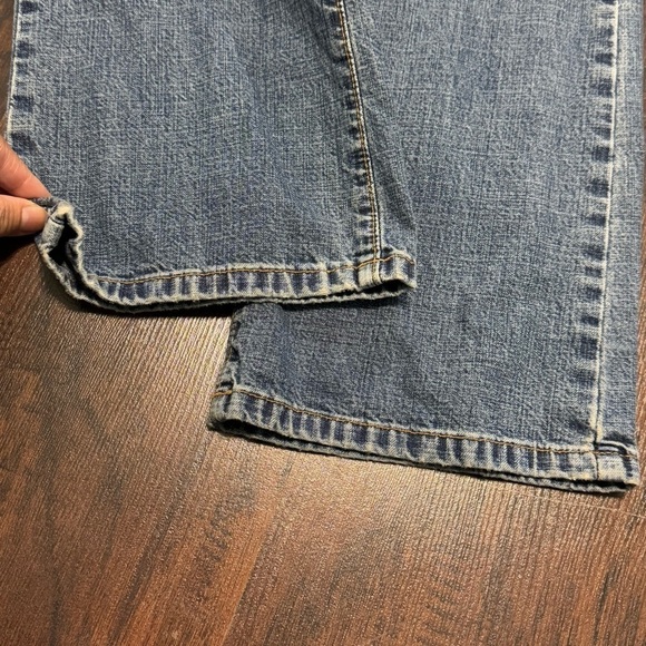 Lucky Brand Dungarees Rancher Flare Wide Leg Blue Jeans Vintage Y2K 25 Short EUC - Picture 2 of 15